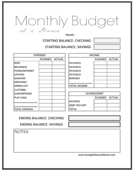 free online budget template