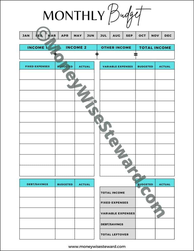 basic monthly budget template