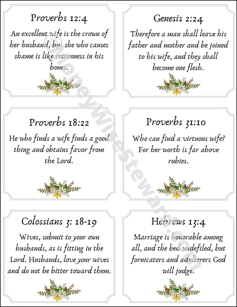 Marriage Bible Verse Cards